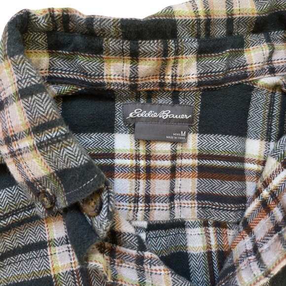 Eddie Bauer Men M Plaid Flannel Shirt Button Down Long Sleeve Cabincore Cottage - Picture 5 of 11